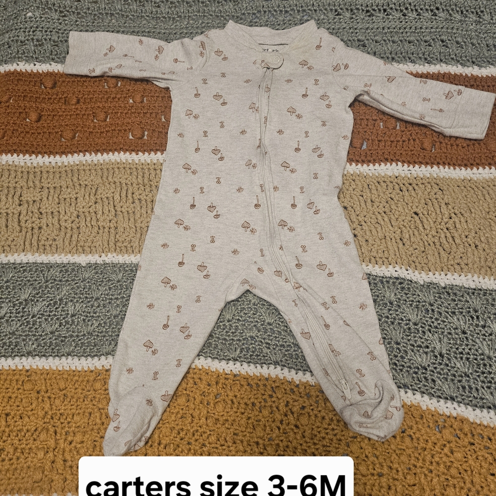 Carter's Cream and Brown Footie One Piece